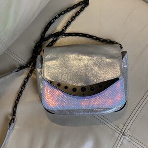 Y3K Cyber Punk Mini Bag holographic studded Circus Bike Chain Strap Cross Body